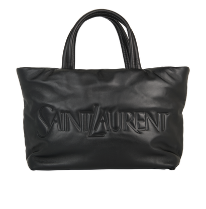 Wide Puffer Tote, &pound;1,200, Handbags, Black, Leather, Front view
